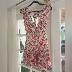 Floral mini dress with open back